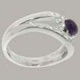 thumbnail image 3 of LBG British Made 925 Sterling Silver Natural Amethyst & Cubic Zirconia Womens Promise Ring - 33 size options - Size 6.5, 3 of 7