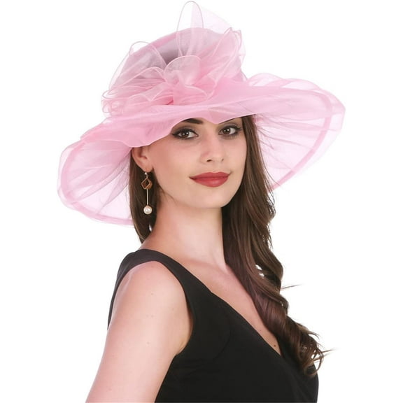 Kiibsot Women's Organza Church Kentucky Derby Hat Bridal Tea Party Wedding Hat Sun Hat