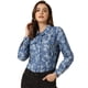 thumbnail image 1 of Blusa De Lunares Cuello Puntiagudo Bolsillos Del Pecho Botón abajo Para Mujer Floral Azul Medio M, 1 of 5