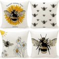 thumbnail image 1 of Bee Pillow Covers 18x18 Set Of 4 Cushion Covers Farmhouse Throw Pillows Case Spring Home Decoration, 1 of 5