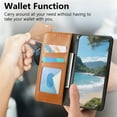 thumbnail image 4 of For iPhone 15 Pro Max 6.7-inch Case,Elastic Wristband Magnetic Suction Closure Flip Stand Wallet Leather Phone Case,Brown,For iPhone 15 Pro Max, 4 of 12