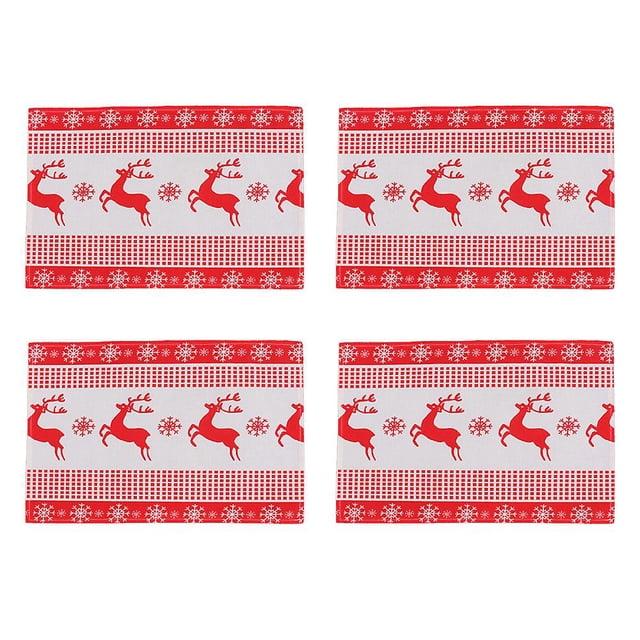 Juego de 4 manteles individuales navideños para mesa, tapete de cocina navideño para vacaciones de invierno, tapete para comedor, accesorio de Año Nuevo feliz