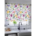 thumbnail image 5 of Sheer Curtains 45 Inch Length 2 Panels Set for Kitchen, Watercolor Floral Semi Sheer Curtains for Windows, Purple Flower Leaf Spring Summer Voile Window Treatments Rod Pocket Curtain, 5 of 7
