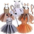 thumbnail image 2 of Disfraz de Halloween para niños, disfraz de animal, tema de bosque, jirafa, vaca, tigre, leopardo, estampado de cebra, vestido de tutú para fiesta de cumpleaños de niñas, 2 of 4