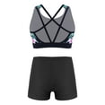 thumbnail image 2 of TiaoBug Kids Girls Holiday Swimwear 2 Piece Printed Tankini Swimsuit Strappy Back Crop Top with Shorts Bathing Suit Lily&Black 8, 2 of 7