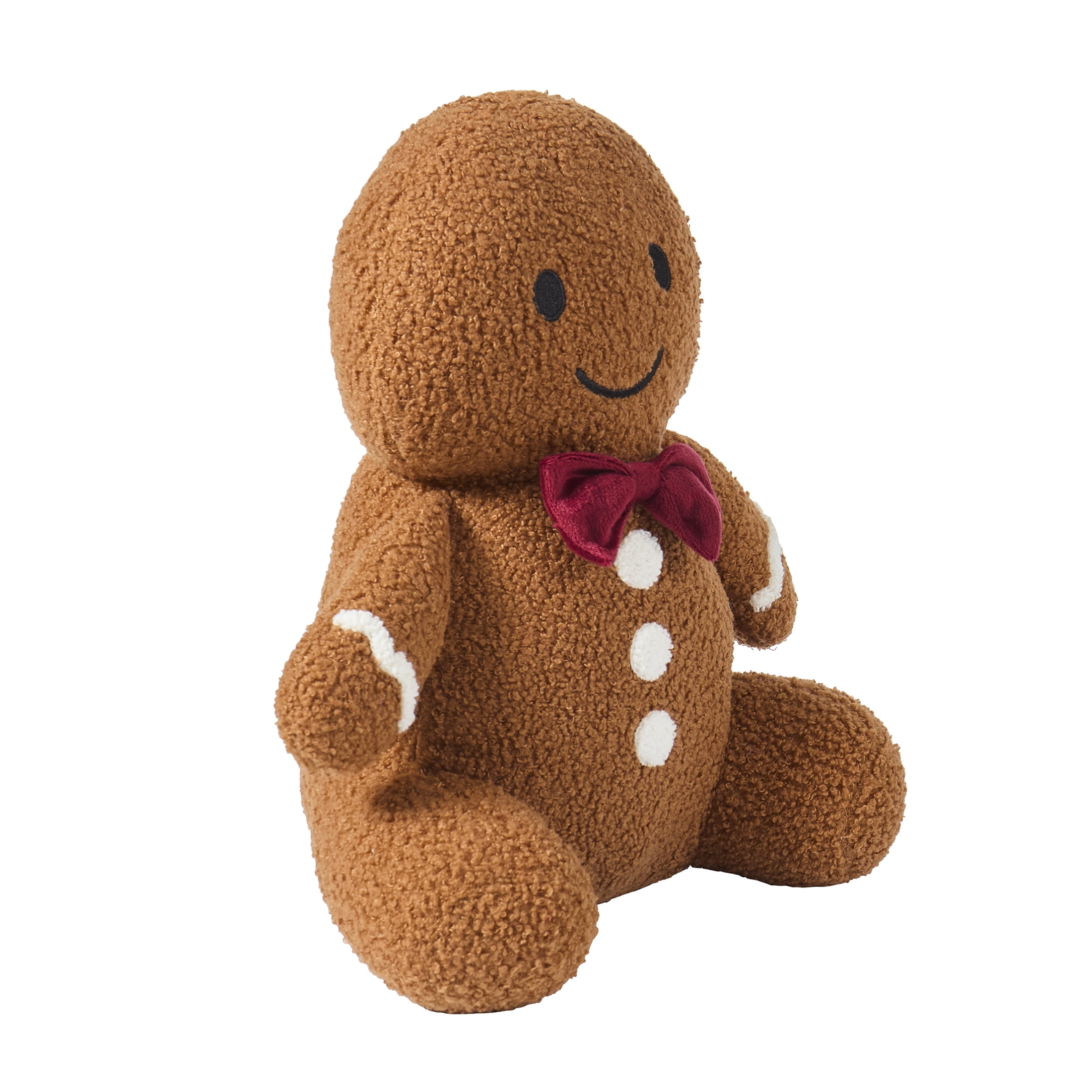 My Texas House Gingerbread Man Decorative Christmas Pillow, Brown and White, 14" x 8.5"