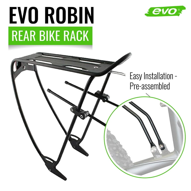EVO Robin Rear rack With top plate Adjustable sliders Black