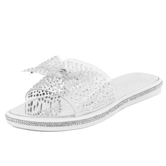 Sandalias Juicy Couture Yamara para mujer con diamantes de imitación plateados transparentes