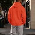 thumbnail image 5 of Men's Basic Baggy Hoodie, Long Sleeve Drawstring Hooded Sweatshirt, Fall Solid Color Casual Loose Fit Pullover with Pocket Saffron M, 5 of 6