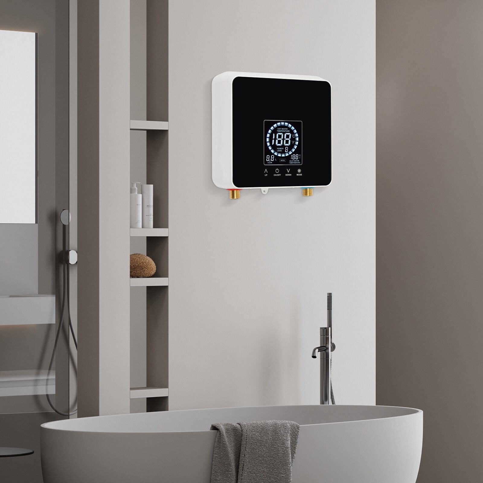 7500W Modern Instant Electric Water Heater with Led Display Wall Mounted IPX4