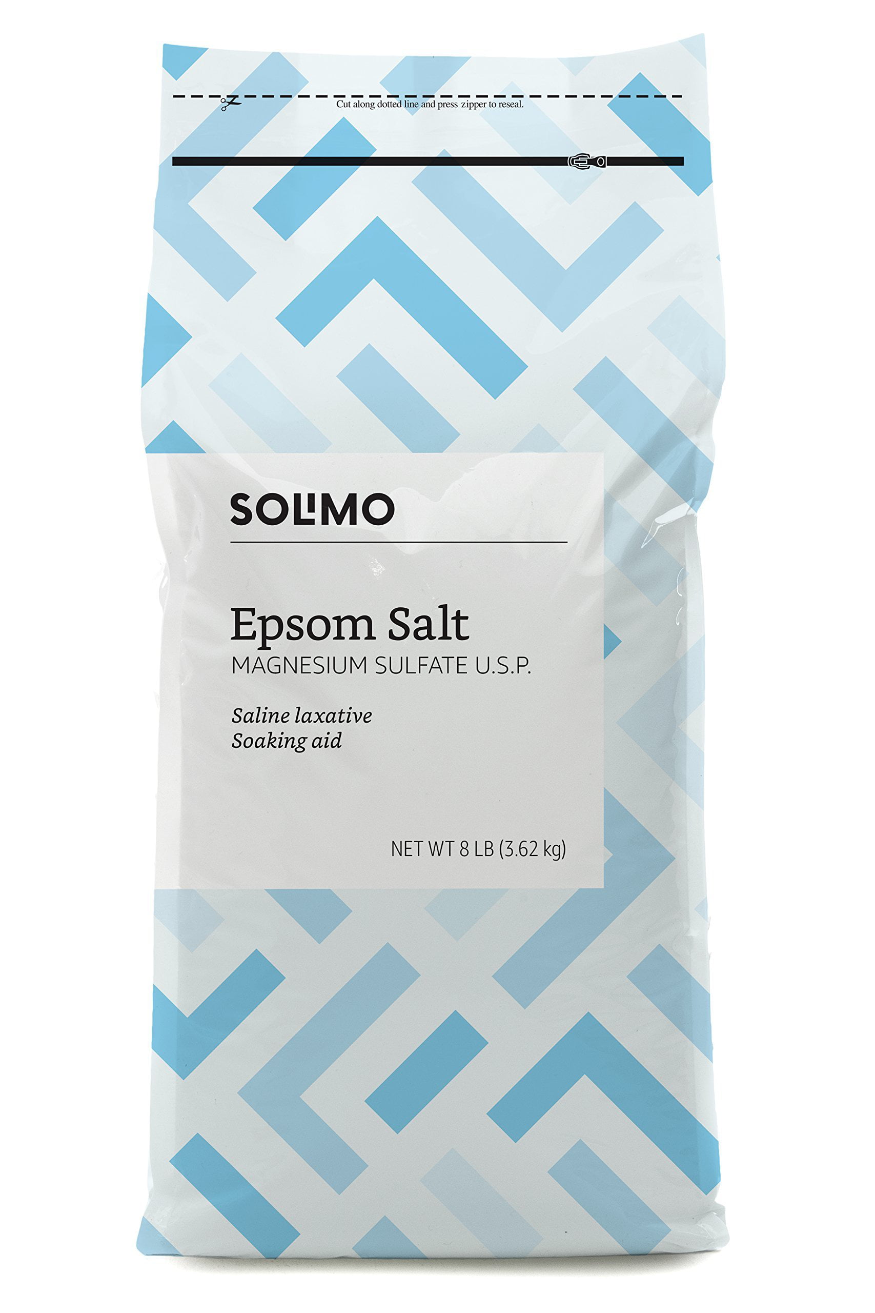 Photo 1 of Amazon Brand - Solimo Epsom Salt Soak, Magnesium Sulfate USP, 8 Pound 8 Pound (Pack of 1)---EXPIRES 11/2024---