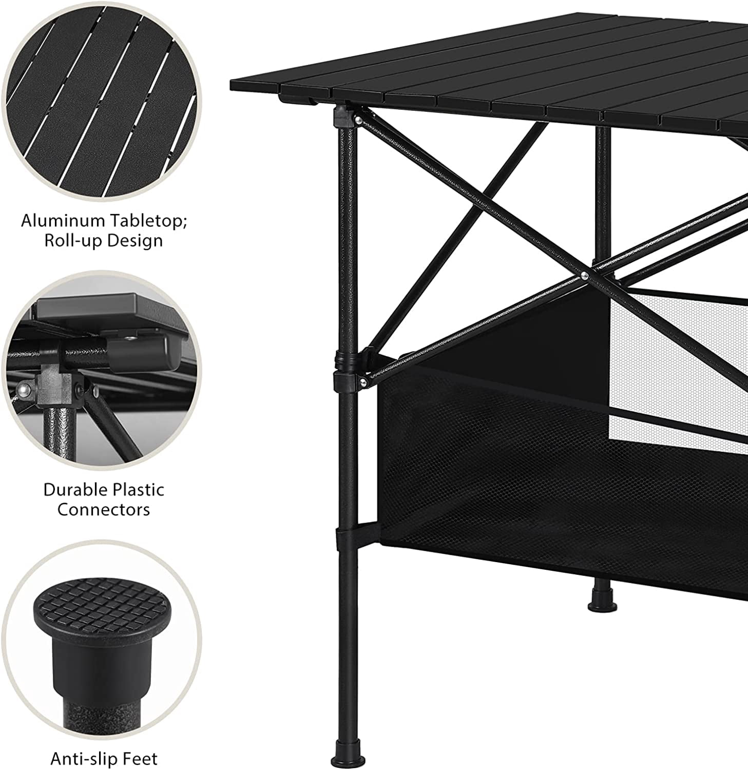 Oumilen Folding Camping Table - Small, Aluminum, Foldable Tables with Carry Bag Included - Lightweight and Portable, Outdoor Use