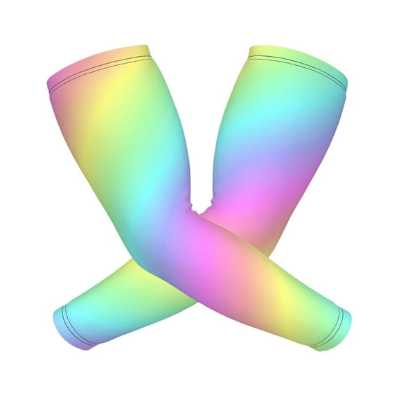 Cooling Compression Arm Sleeves Rainbow Stripe Sun Protection Sport Arm Sleeves For Men Women Baseball Basketball Running