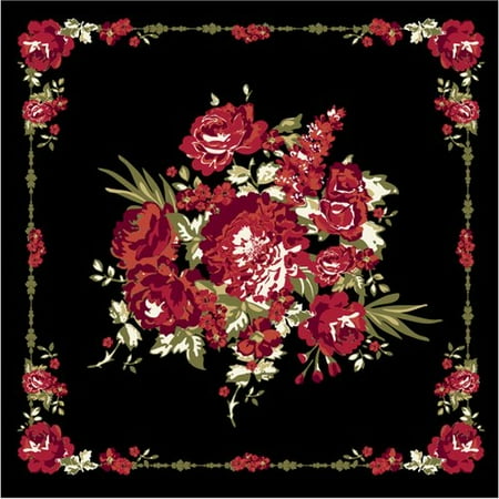 Floral Print Square Scarf, Black Combo