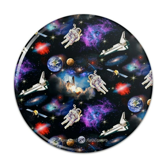 Astronaut Space Earth Moon Solar System Pattern Pinback Button Pin