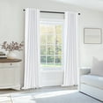 thumbnail image 4 of 100% Blackout Curtains,50"Wx108"L Faux Linen Textured Back Tab/Rod Pocket Curtain,2 Panels Set,Thermal Insulated Curtains for Livingroom,Bright White, 4 of 7