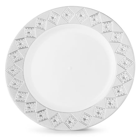 Host & Porter Silver Rim Plastic Lunch Plates, 9", 10 Count