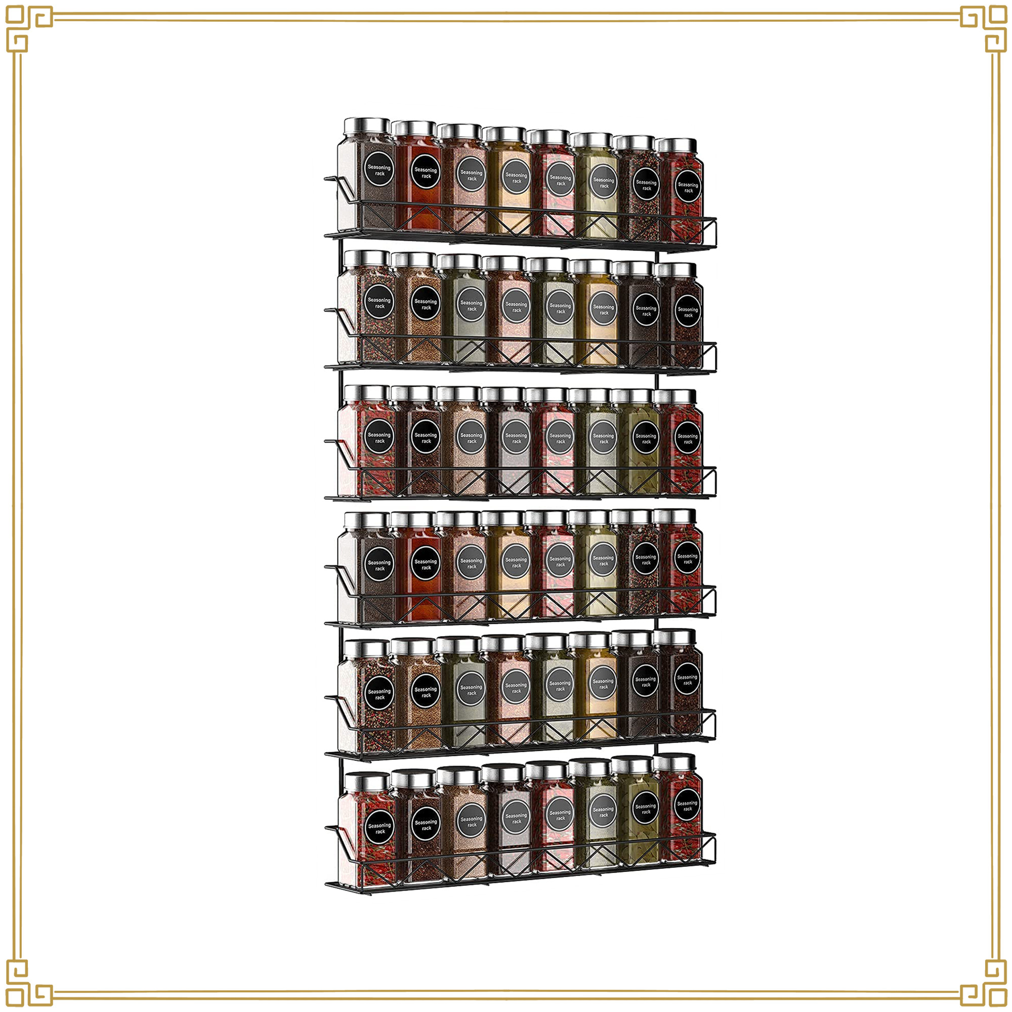 Auledio 2 Pack 3 Tier Spice Rack Wall-Mount Spice Jars Organizer for ...
