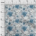 thumbnail image 2 of oneOone Tissu Polyester Spandex Bleu Moyen Floral Rétro Matériel de Robe Tissu Imprimé Tissu au Mètre 56 Pouces de Large, 2 of 5