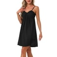 thumbnail image 4 of INSPIRE CHIC Women's Lingerie Ruffle Sleeveless Soft Nightgown V Neck Chemise Loungewear S Black, 4 of 6