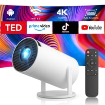 Mini Projector with WiFi 6 and Smart TV OS, Portable Projector 4K support, Home bedroom video projector, Bluetooth & Auto Vertical Keystone 180°Rotatable Proyector[Built-in App]