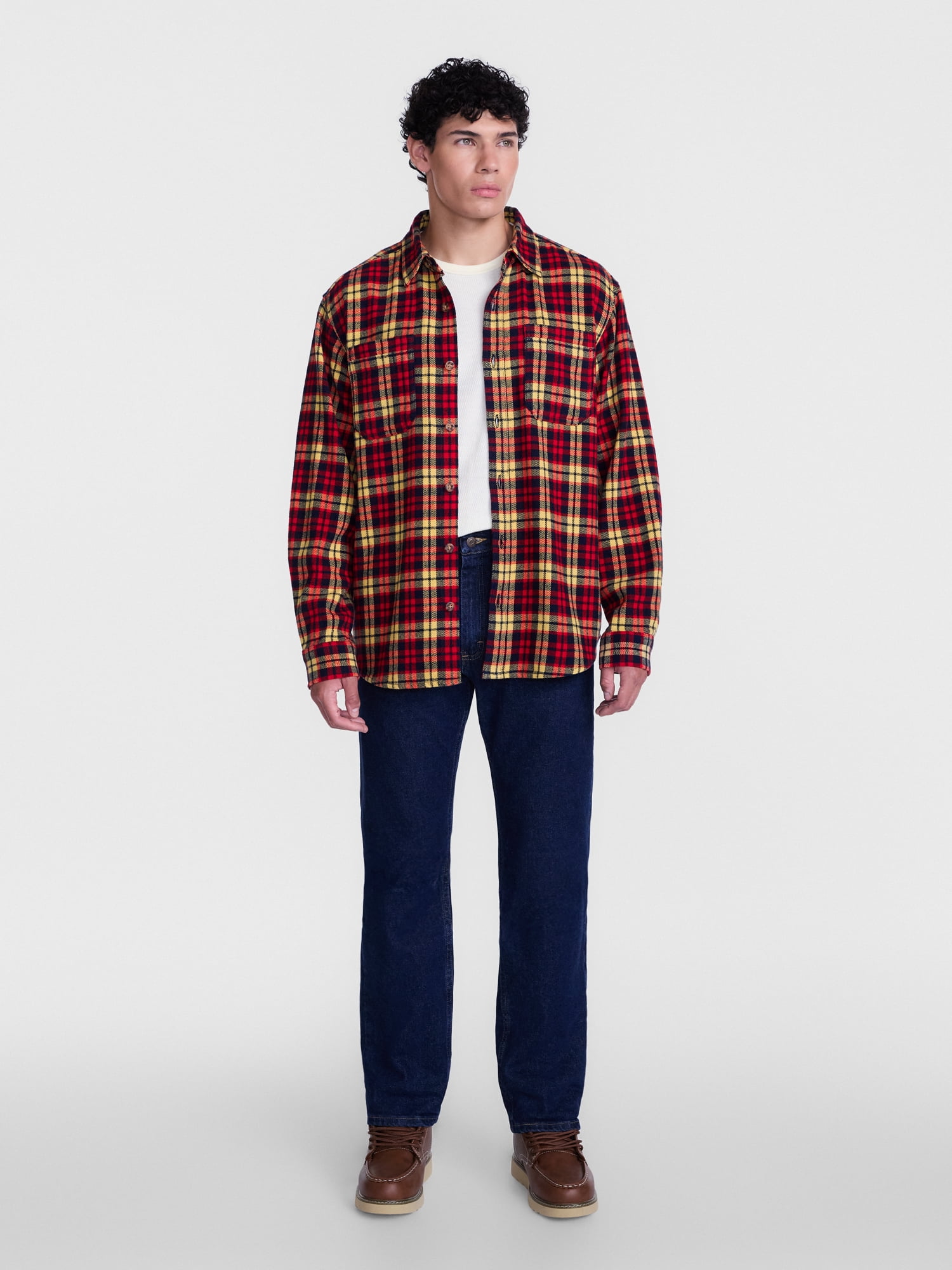 Brahma Men's Work Flannel Shirt with Long Sleeves, Sizes S-3XL