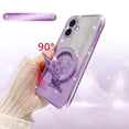 thumbnail image 2 of Fyxkocm for iphone 16 Plus Case with Butterfly Stand Compatible with Magsafe, Women Girls Bling Luxury Glitter Clear Phone Case Shockproof Protective Cover for iphone 16 Plus, Purple, 2 of 7