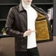 thumbnail image 2 of Chaqueta de cuero de terciopelo para hombre, forro polar de invierno, gruesa, cálida, nueva tendencia, chaqueta de cuero para motocicleta, abrigo de cuero cálido de moda para hombre, 2 of 4