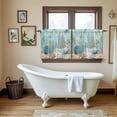 thumbnail image 4 of Teal Coastal Tier Curtains 24 Inch Length, Summer Beach Starfish Shell Coral Nautical Cafe Short Curtains for Bathroom Over Sink, Small Kitchen Curtain Light Filtering Drapes 2 Panels 27.5"Wx24"L, 4 of 8