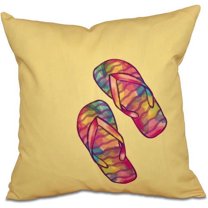 Simply Daisy 16" x 16" Rainbow Flip Flops Geometric Print Pillow