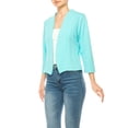 thumbnail image 3 of Women's Collarless Blazer Open Front Sleek 3/4 Sleeves Cardigan, 3 of 6