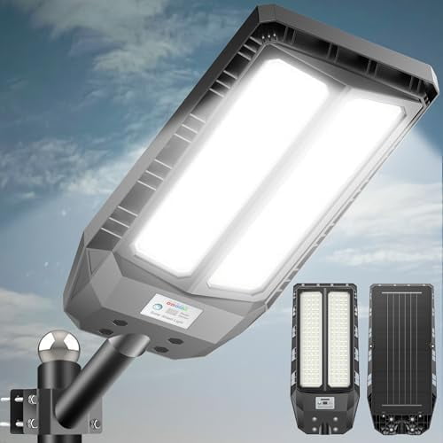 6000W Solar Street Light Outdoor – 7000K LED Solar Light with Motion Sensor & Remote, Wide Angle, Dusk-to-Dawn, for Yard, Parking Lot