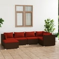 thumbnail image 1 of vidaXL Ensemble de Salon de Jardin 6 Pcs avec Coussins en Rotin Poly Marron, 1 of 5