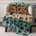 thumbnail image 3 of Throw Blanket for Couch Cute Cat Paws Soft Fleece Flannel Blankets Cozy Lightweight Blanket for Home Sofa Living Room Rustic Teal Brown Wood Bed Throws 40" x 60", 3 of 9