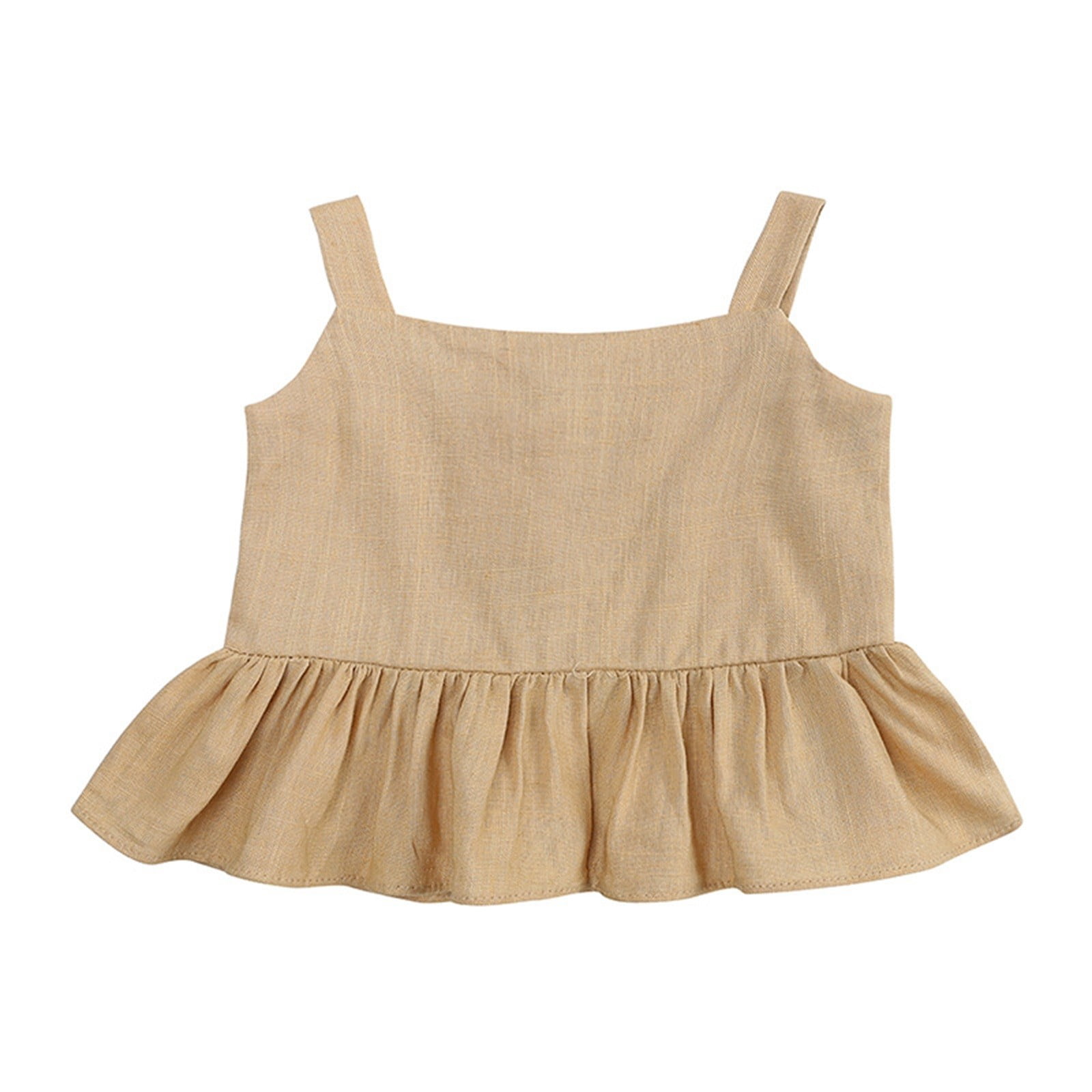 Cotton And Linen Baby Girls Summer Top Four Corner Ruffled Shorts Girls Two Baby Clothes