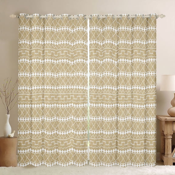 Feelyou Abstract Ombre Black Out Curtains, Khaki Rectangle Curtains Pack of 2 (42x63 Each)