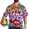 thumbnail image 4 of Easter Font Men's Button Down Hawaiian Print Short Sleeve Casual Summer Beach Shirts, 4 of 6