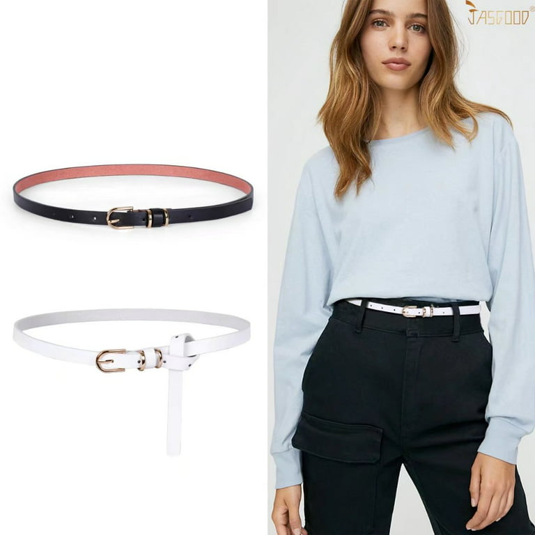 2pcs Skinny Waist Belt for Women, Adjustable Thin Waist Belts Stylish  Leather Belt with Gold Buckle Skinny Leather Belt Women Skinny Belt for  Shirts Dress (Black, Brown) at  Women's Clothing store