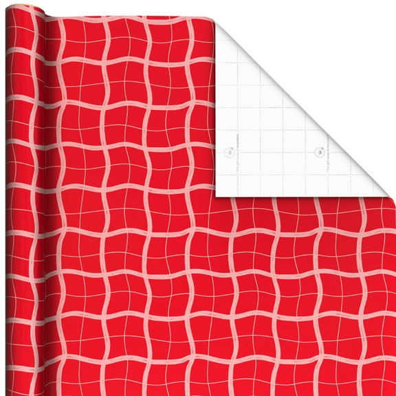Hallmark Holiday Wrapping Paper Roll (Wavy Red Plaid) 60 Sq. ft.