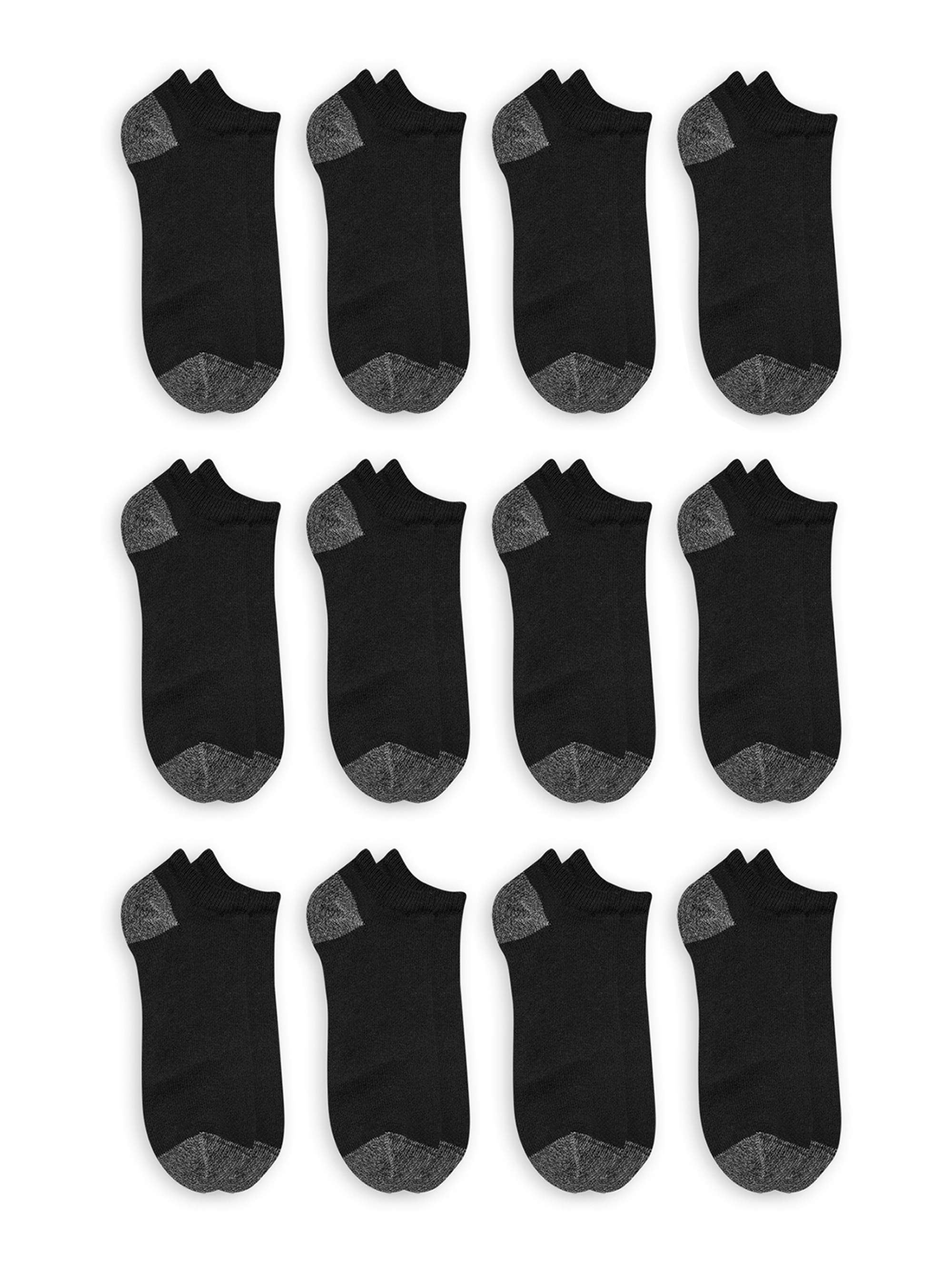 Athletic Works Men's No-Show Socks, 12-Pack, Black
