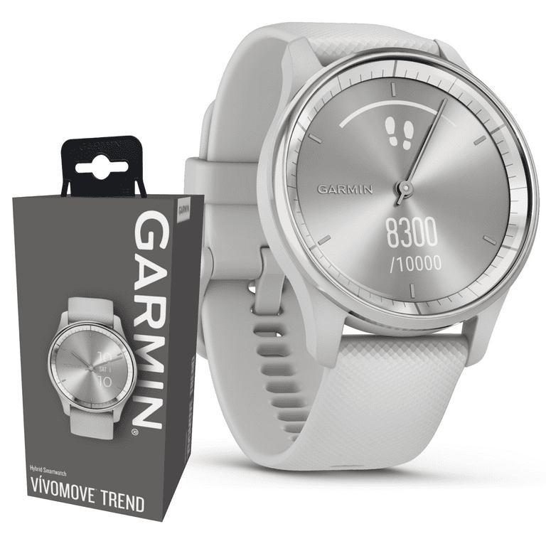 Garmin vivomove Trend 40 mm Hybrid Women Smartwatch Silver Stainless Steel Bezel with Mist Gray Case with Wearable4U Power Bank Bundle Walmart