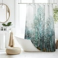 thumbnail image 3 of Abstrct Art Shower Curtain Forest Tree Branches Teal Pattern Family Design Shower Curtains for Bathroom Waterproof Fabric Bathtub Curtains Set Hooks-36"W x 72"L (Pack of 1), 3 of 6