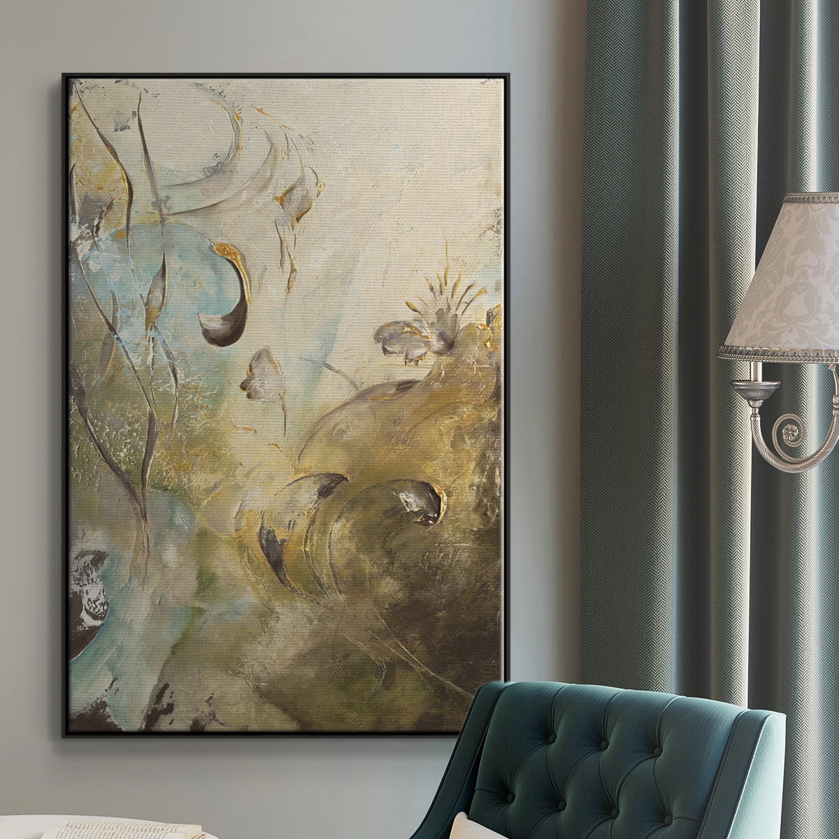 Enchanted Garden II Framed Premium Gallery Wrapped Canvas - Ready to Hang - 25 x 37 - Black Floating Frame