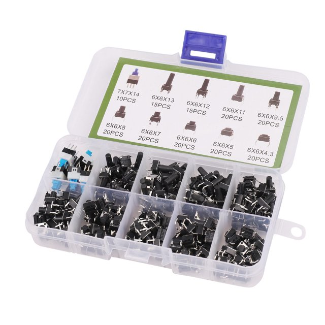 10 Types Valeurs 180PCS Tactile Bouton-Poussoir -Déclencheur Mini Tact Momentané Assortiment