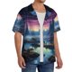 thumbnail image 2 of Balery Fantasy Landscape Starry Night Camisa Casual de Manga Corta con Botones para Hombre, Texturizada, Estilo Cubano, para Playa, Verano-Large, 2 of 5