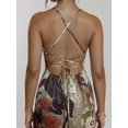 thumbnail image 3 of Brown Panther Print V-Neck Spaghetti Strap Maxi Dress Fitted Evening Gown, 3 of 6