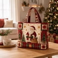thumbnail image 5 of Christmas Quilted Tote Bag, Stitched Quilt Craft Holiday Tote, Durable Polyester Shopping Bag, Thoughtful Holiday Gift Option For Family And Friends, 1Pcs,Santa Claus, 5 of 5