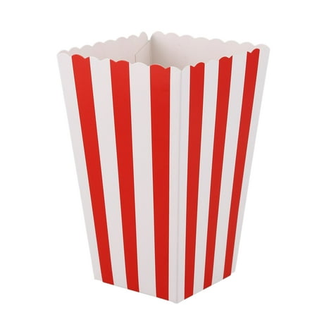 

12 Cinema Stripes Party Small Candy Favour Popcorn Bags Boxes red