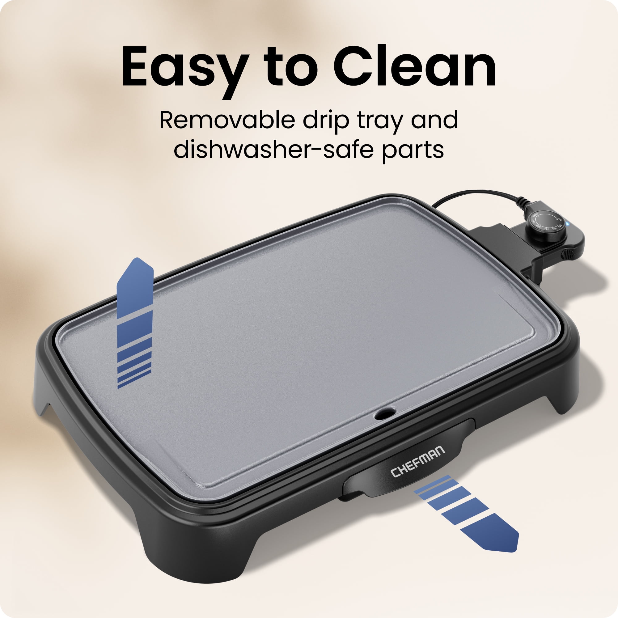Chefman All-Purpose 10" x 16" Nonstick Griddle, Grey