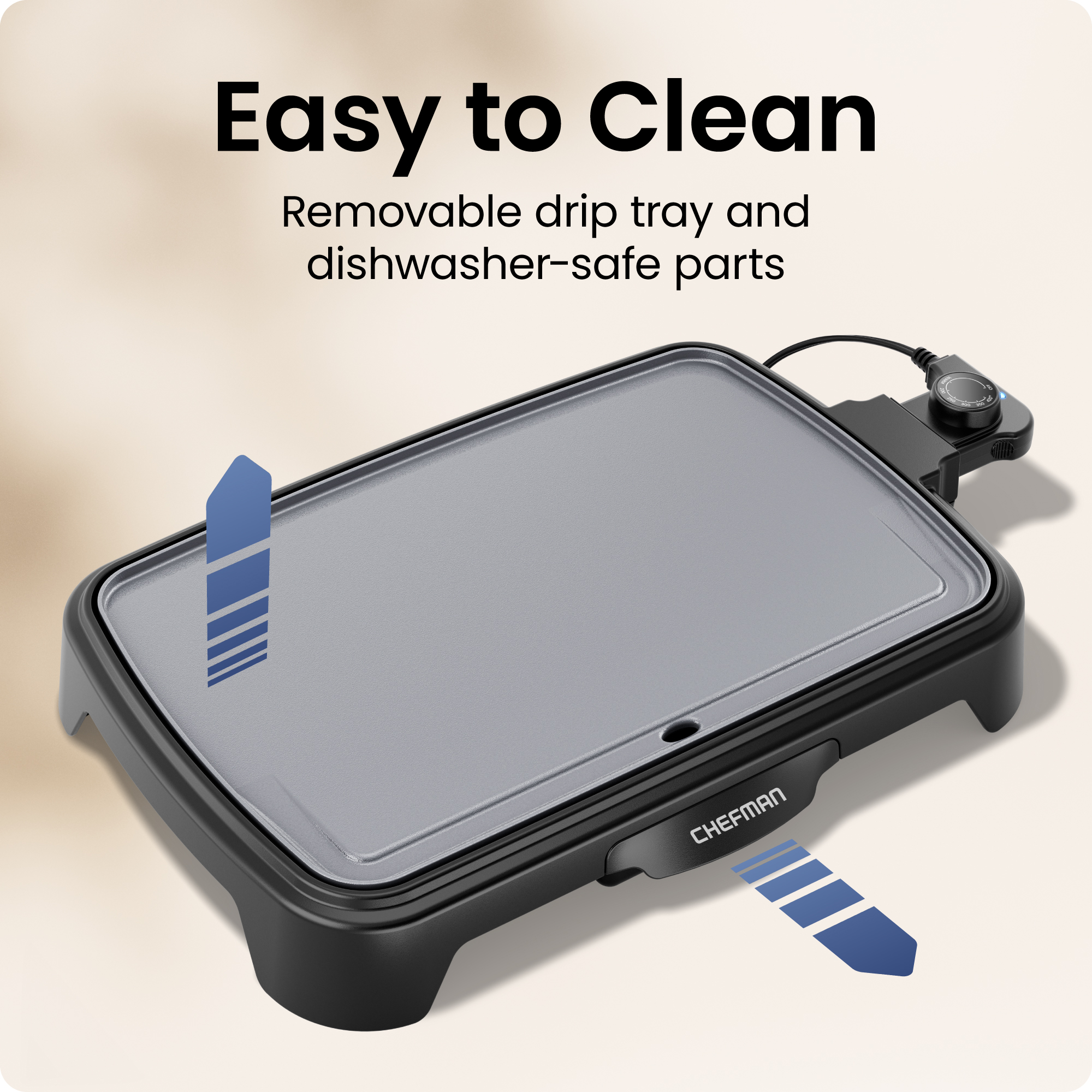 Chefman 10" x 16" Nonstick Electric Griddle, Grey photo 6